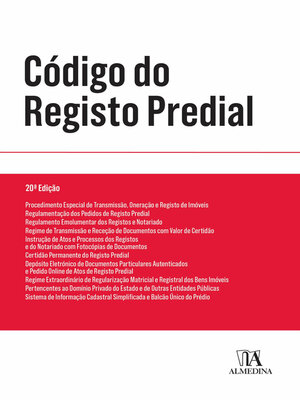 cover image of Código do Registo Predial--20ª Edição